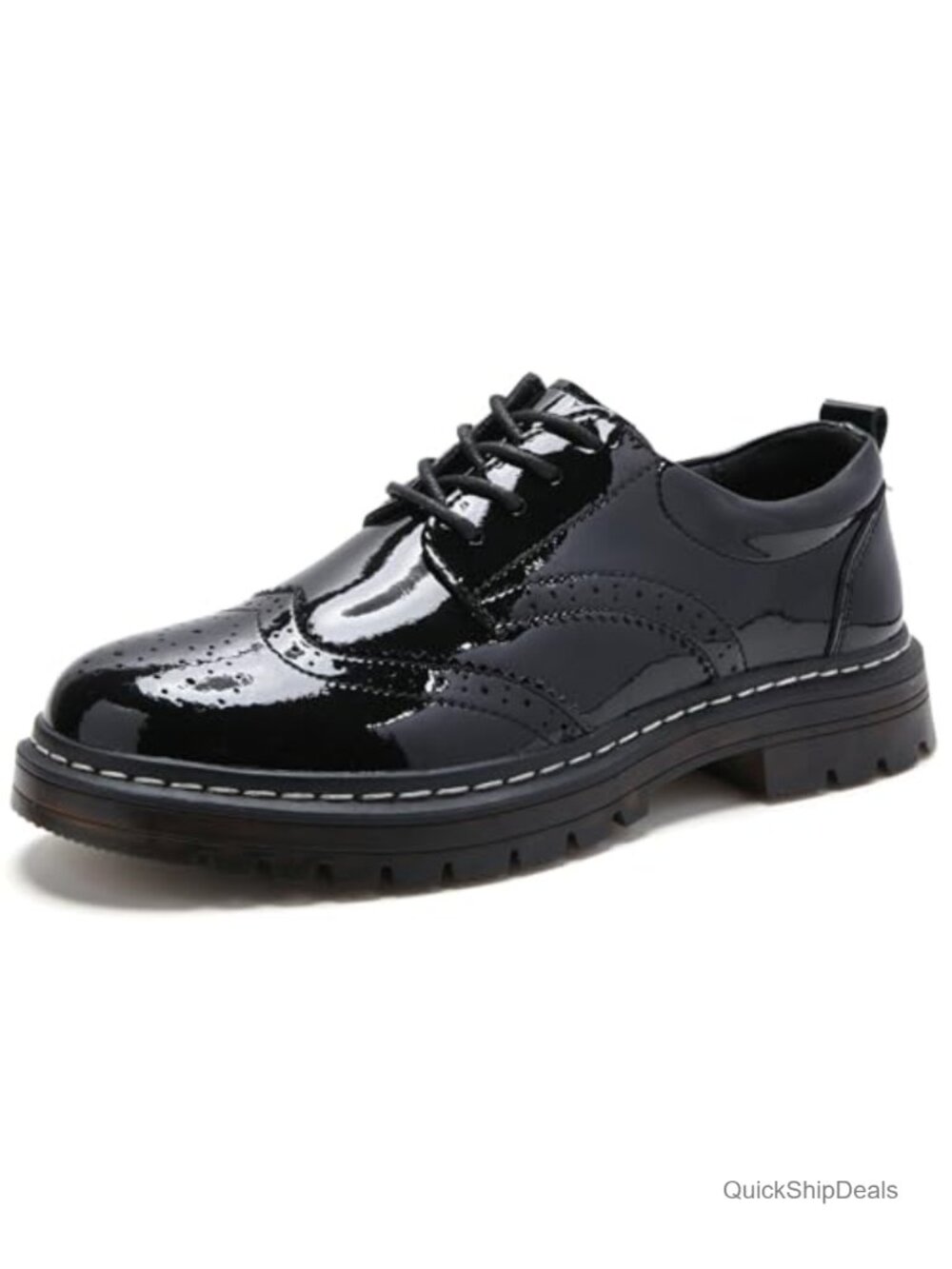 Women's Oxfords Lace Up Slip Resistant Fashion Heels Patent Leather